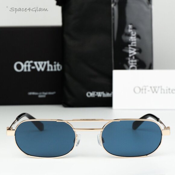 Off-White Women Sunglasses Gold Blue Oval OERI123 VAIDEN 7645 NEW AUTHENTIC main image 10